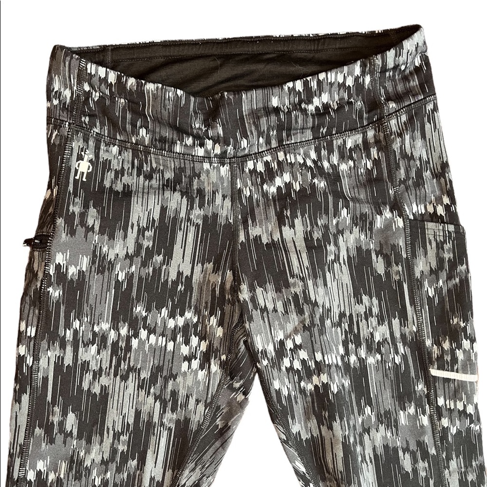 Smartwool PhD Printed Women Size Small Mid Rise Pull On Stretch Gray Black
